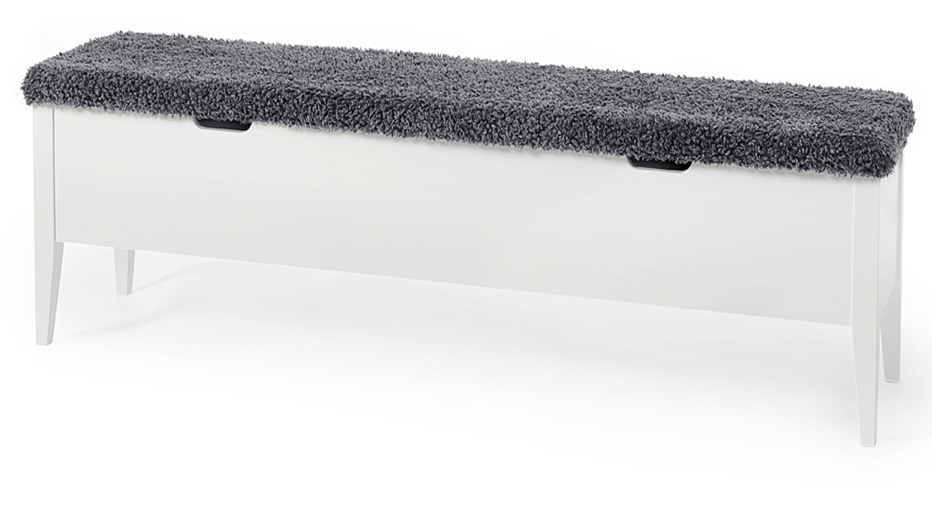 Klinte bänk 160 vit/Bror grå fårpälsimitation