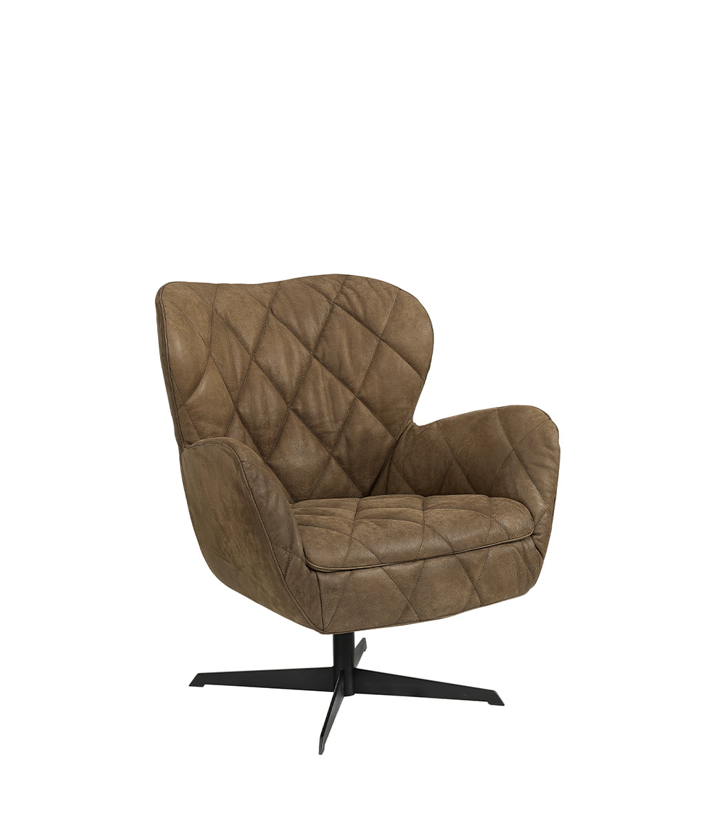 Jade fåtölj läder nubuck brun