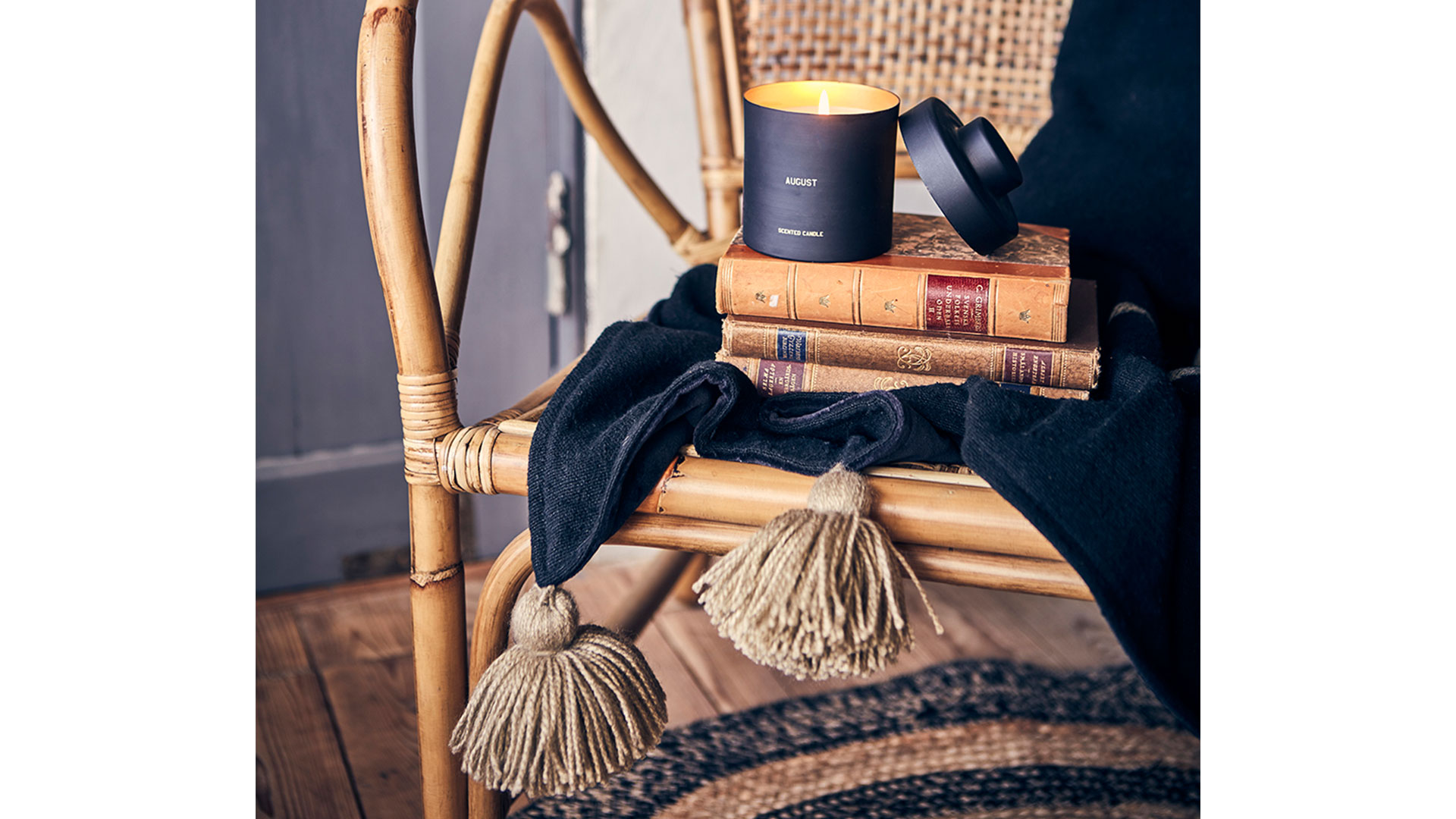 Juni rund matta natur/svart S 90cm