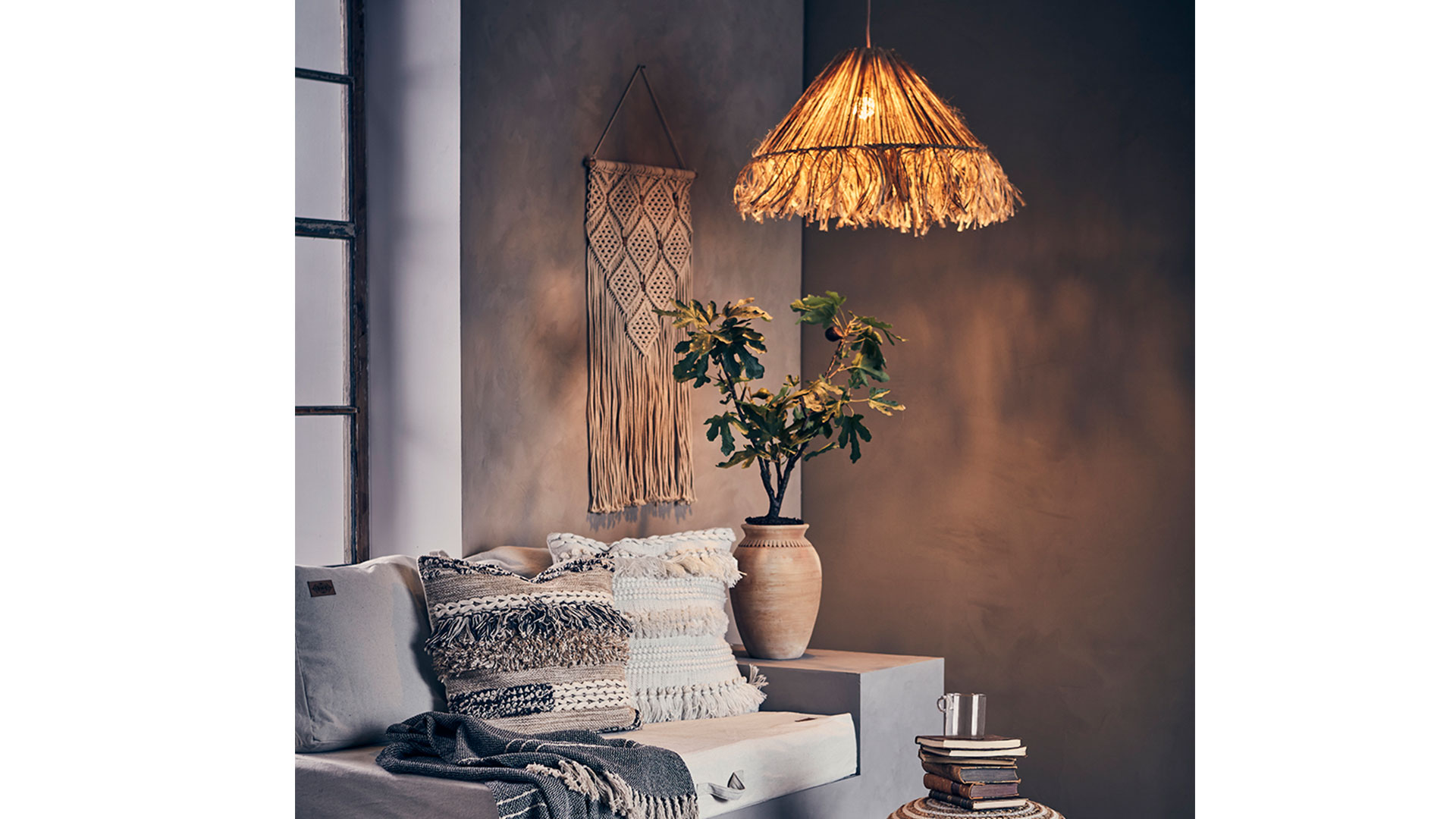 Nest lampskärm natur frans 55cm