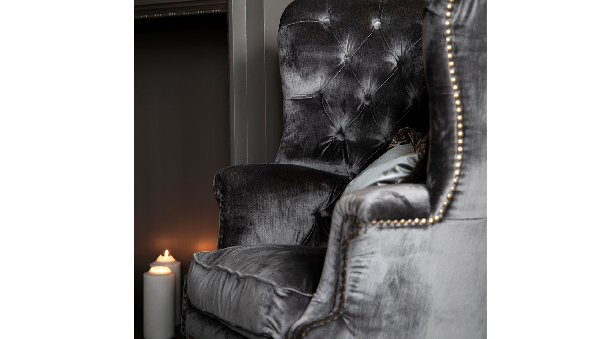 Churchtown fåtölj velvet avanna dark grey