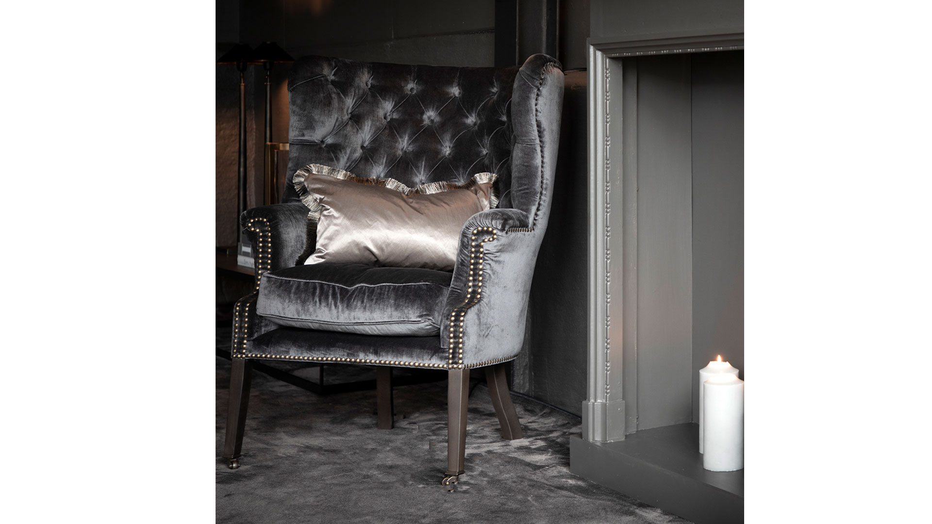 Churchtown fåtölj velvet avanna dark grey