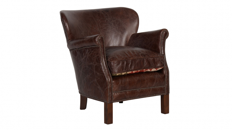 Professor fåtölj läder vintage cigar