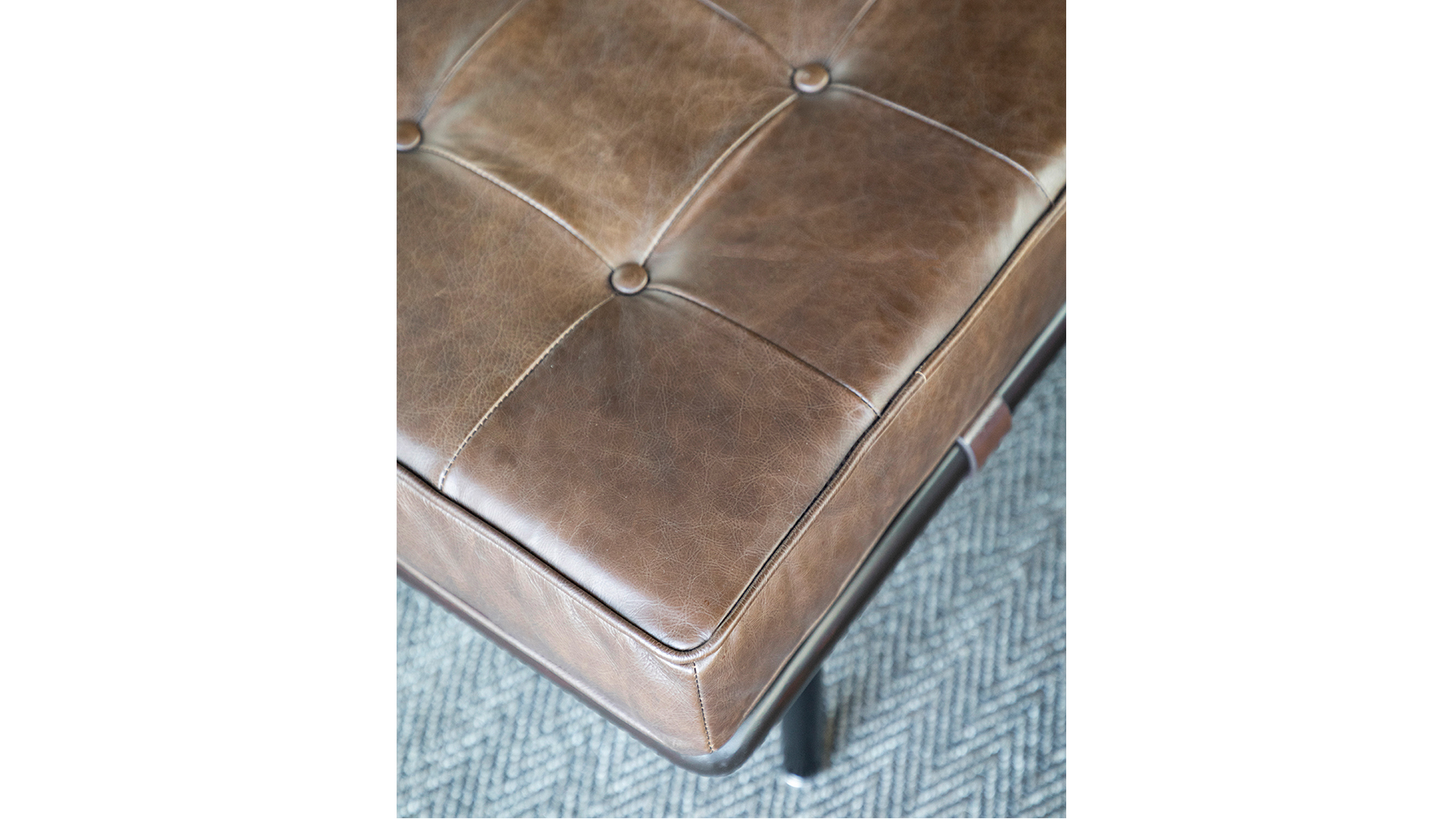 Princetown bänk brunt läder 198cm