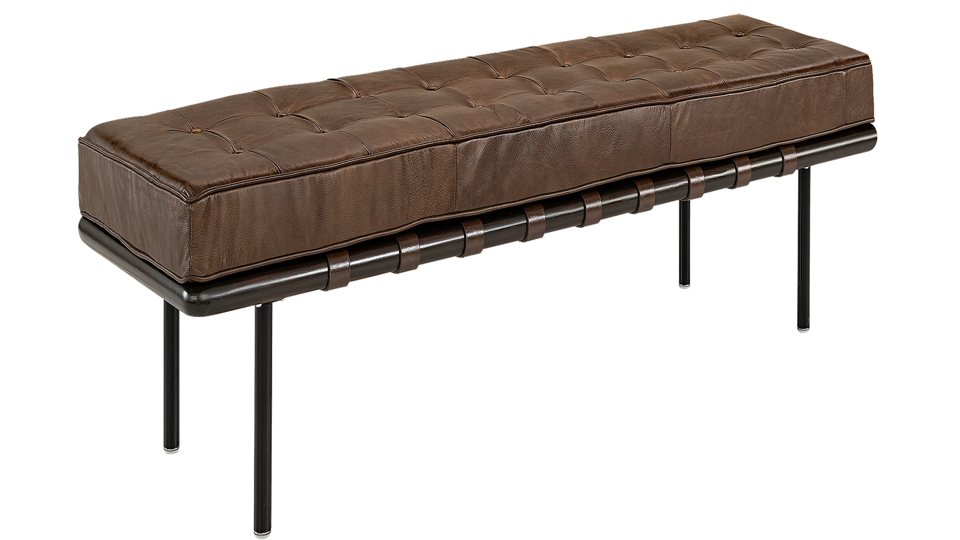 Princetown bänk brunt läder 163cm