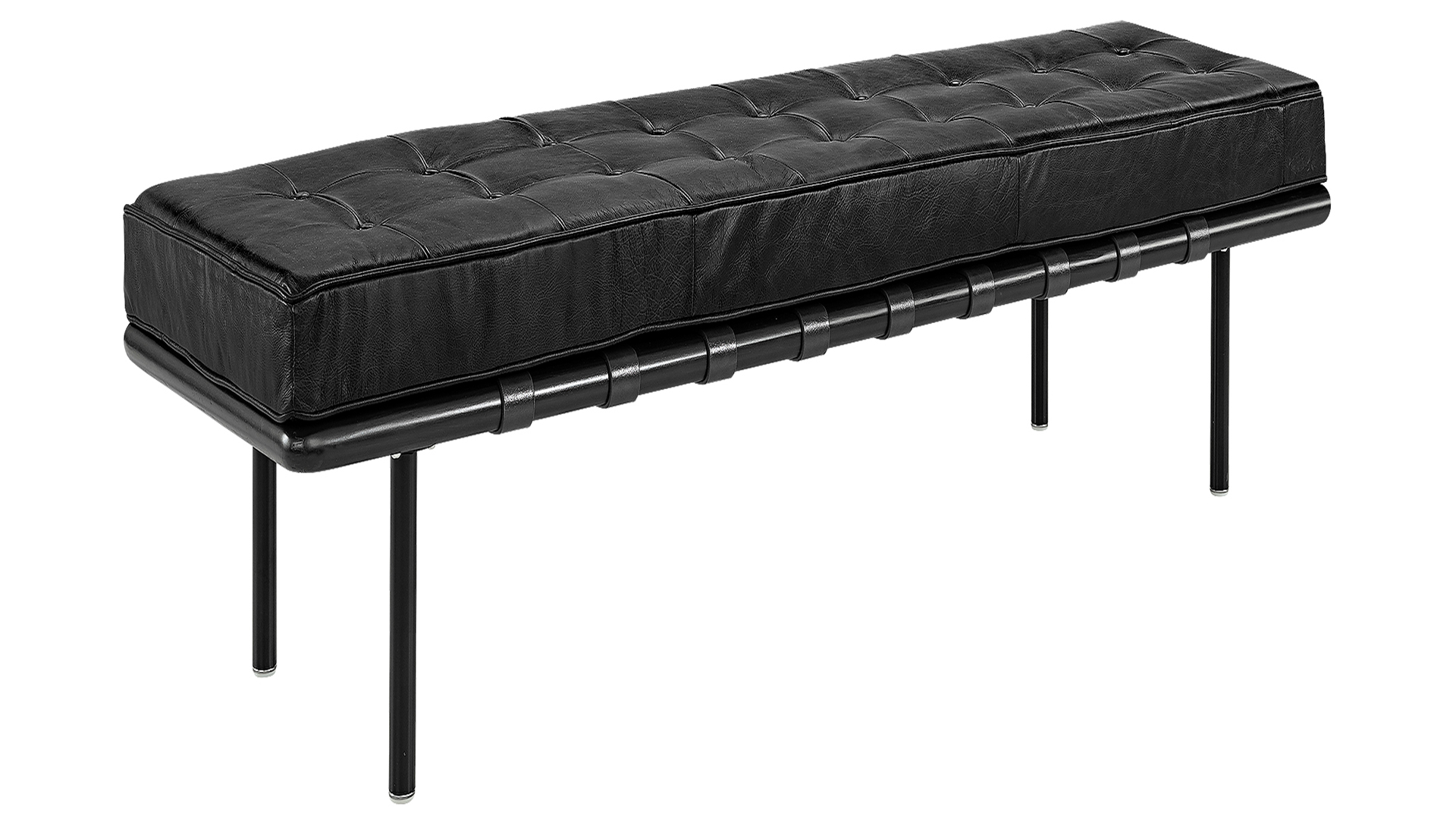 Princetown bänk svart läder 163cm