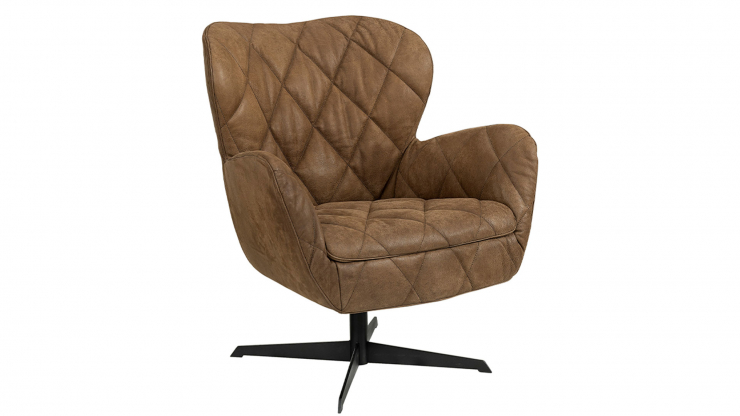 Jade fåtölj läder nubuck brun