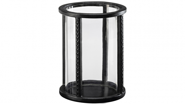 Mendoza lykta svart läder/glas large