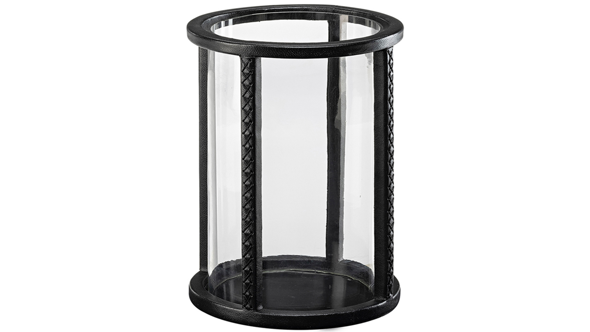 Mendoza lykta svart läder/glas large