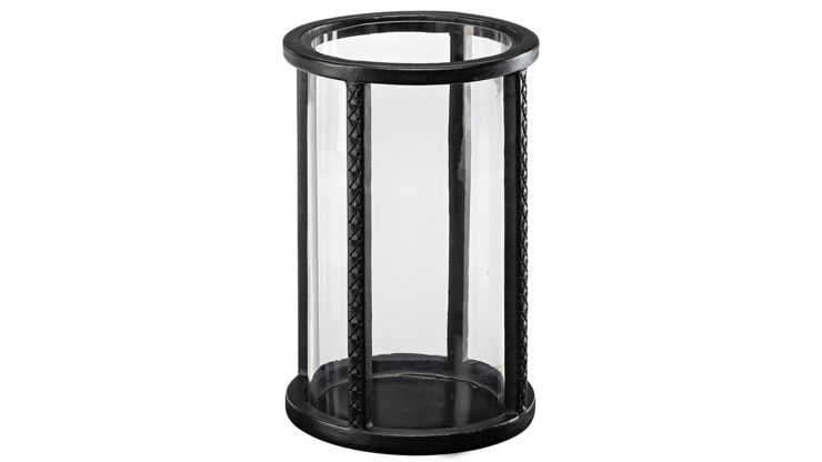 Mendoza lykta svart läder/glas small