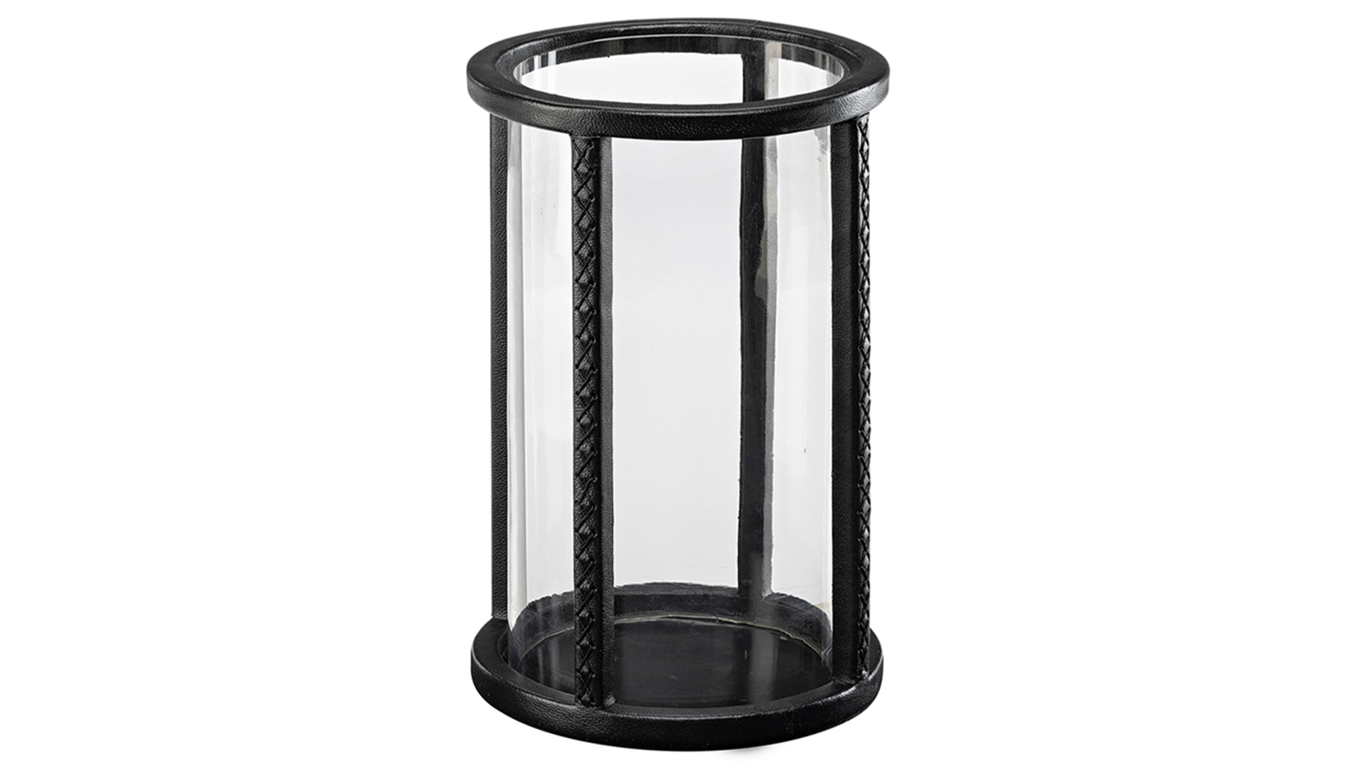 Mendoza lykta svart läder/glas small