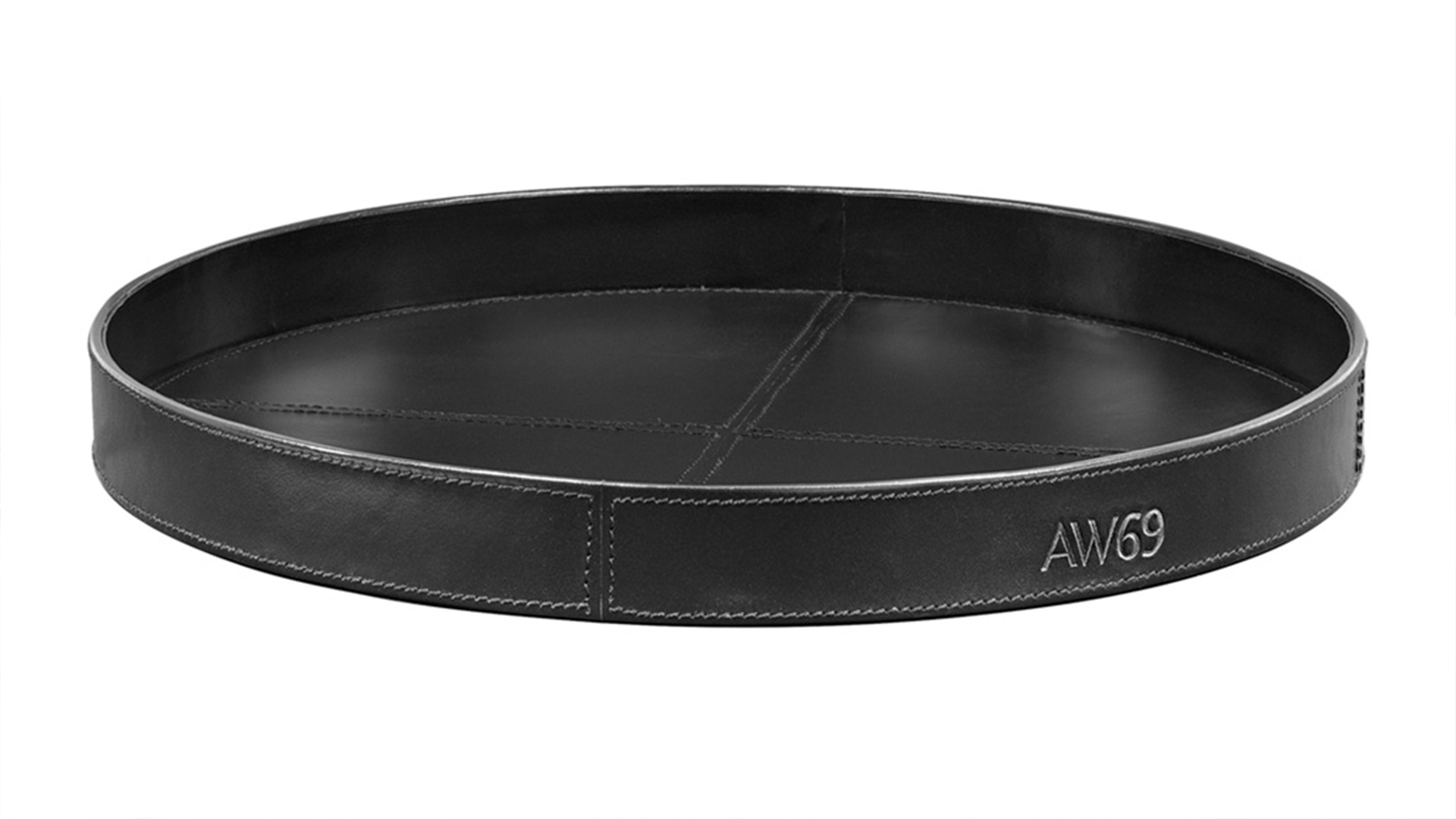 Mendoza rund bricka svart läder