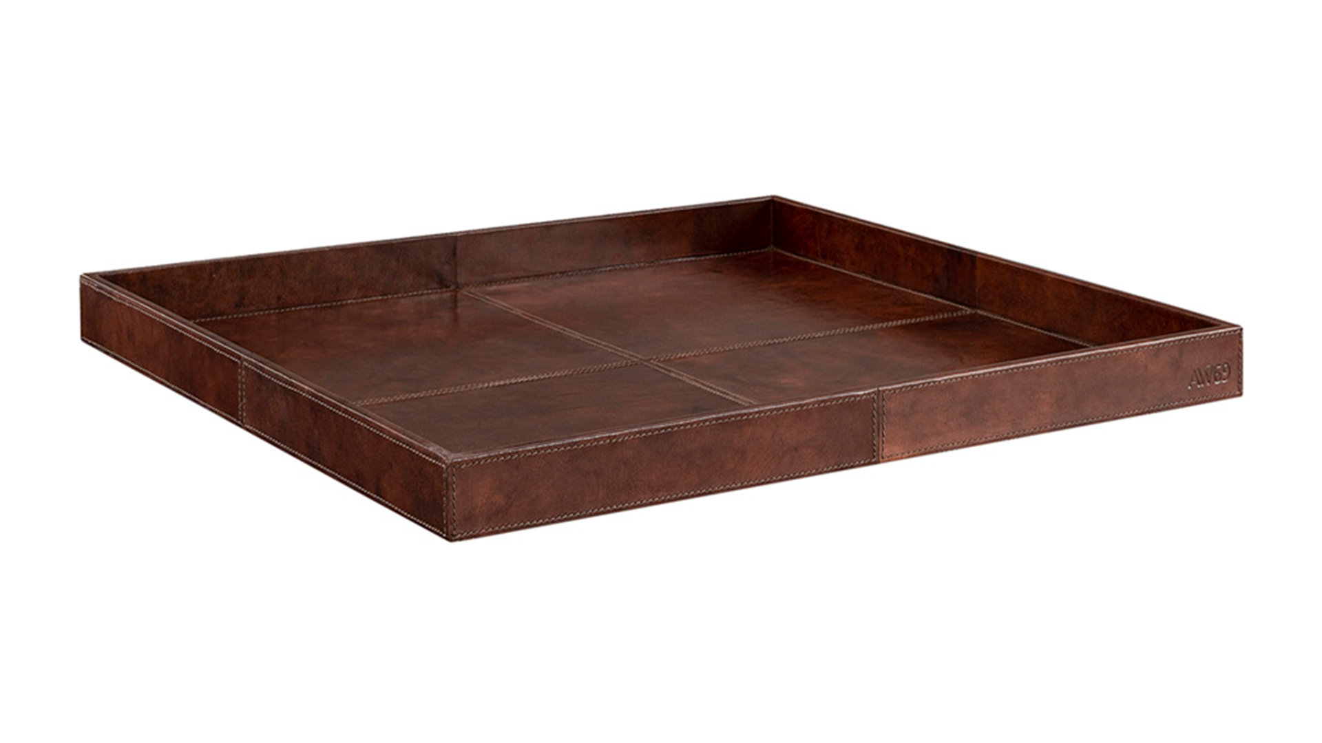 Mendoza fyrkantig bricka brunt läder