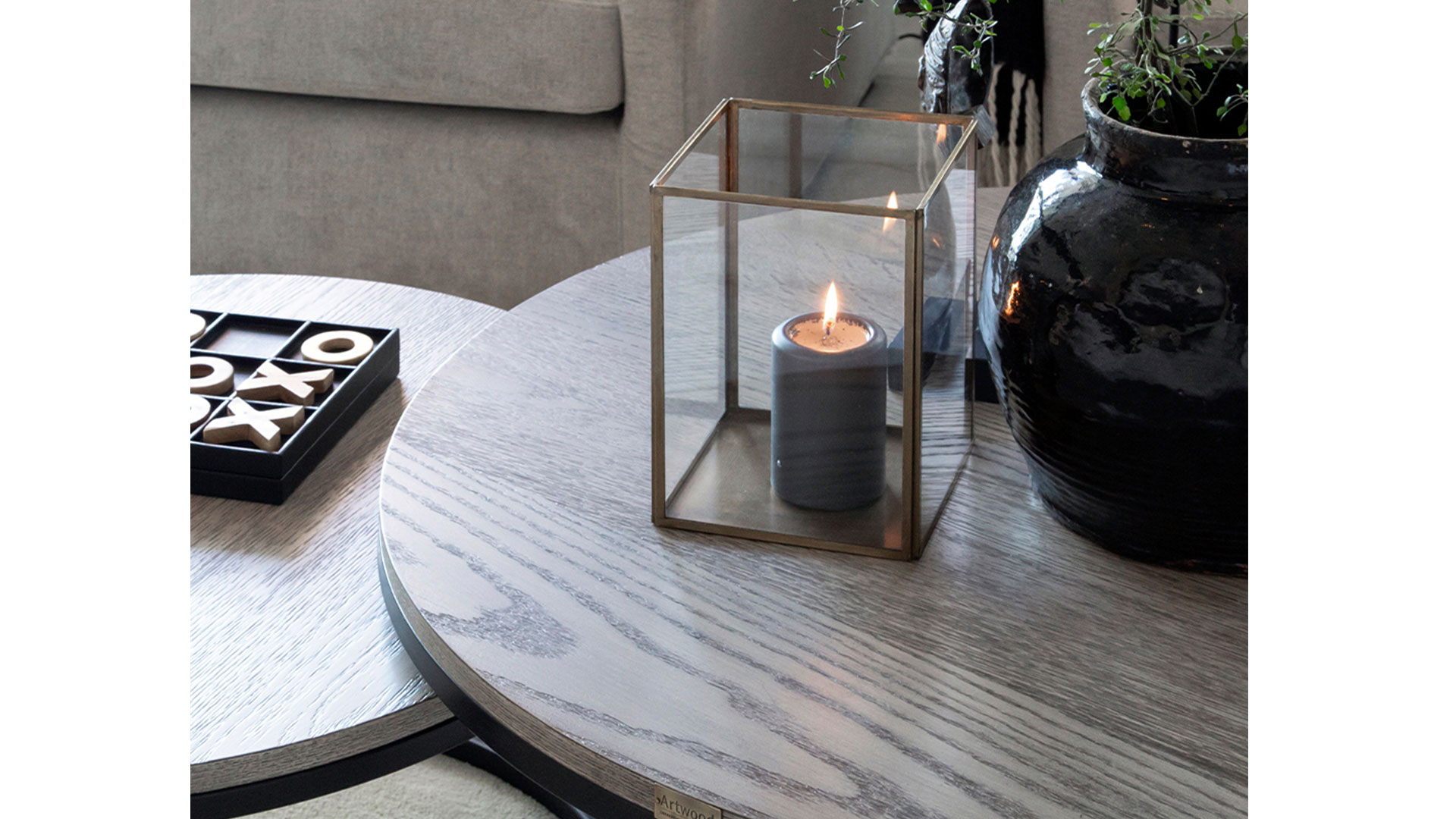 Mason runt soffbord grå ek 2-set