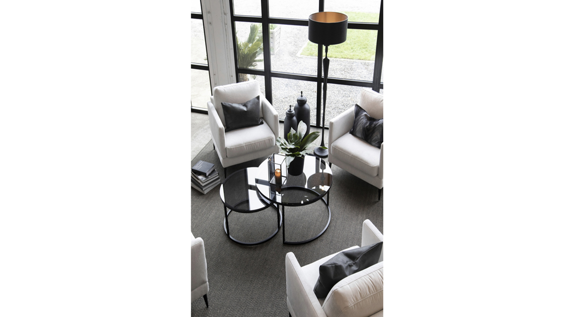 Reeves soffbord svart/glas 2-set