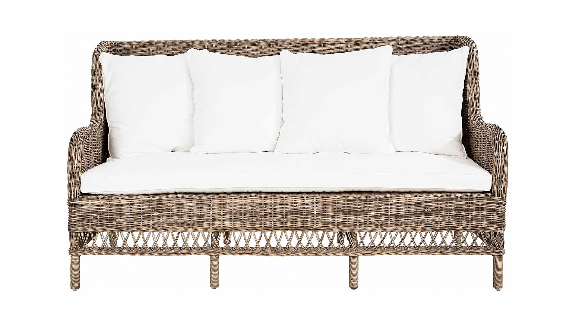 Estelle rottingsoffa 3-sits kubu slimit grey inkl. dynor