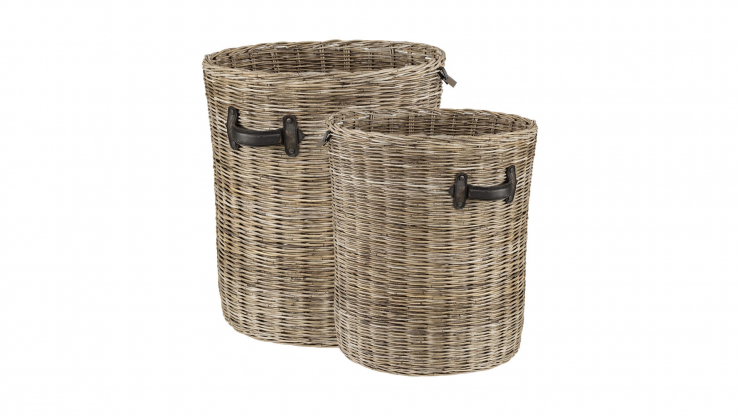 Rund korg 2-set grey lacak