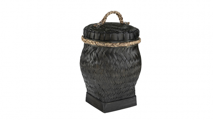 Davao rund korg snake basket svart/bambu S