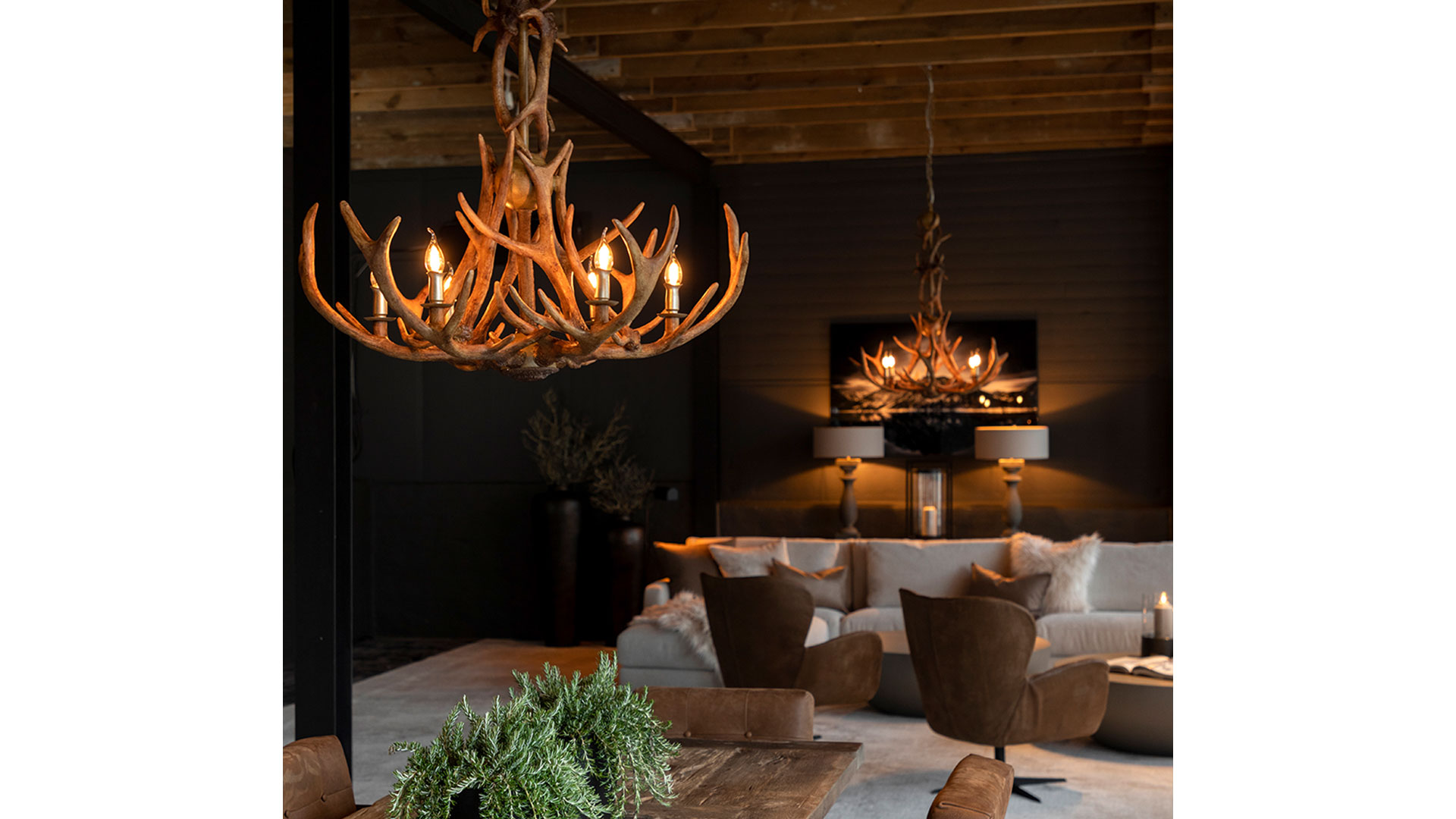 Antler taklampa horn resin/metall