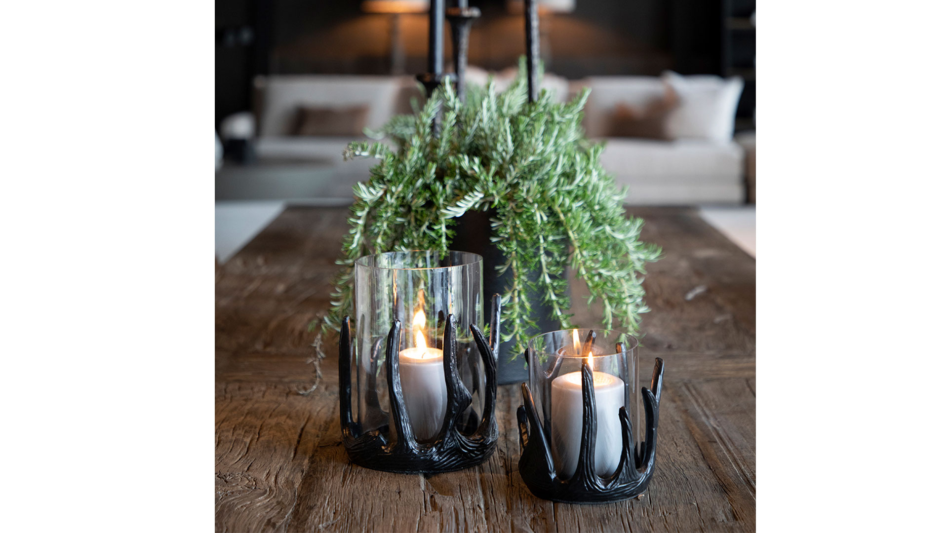 Antler ljuslykta matt black L