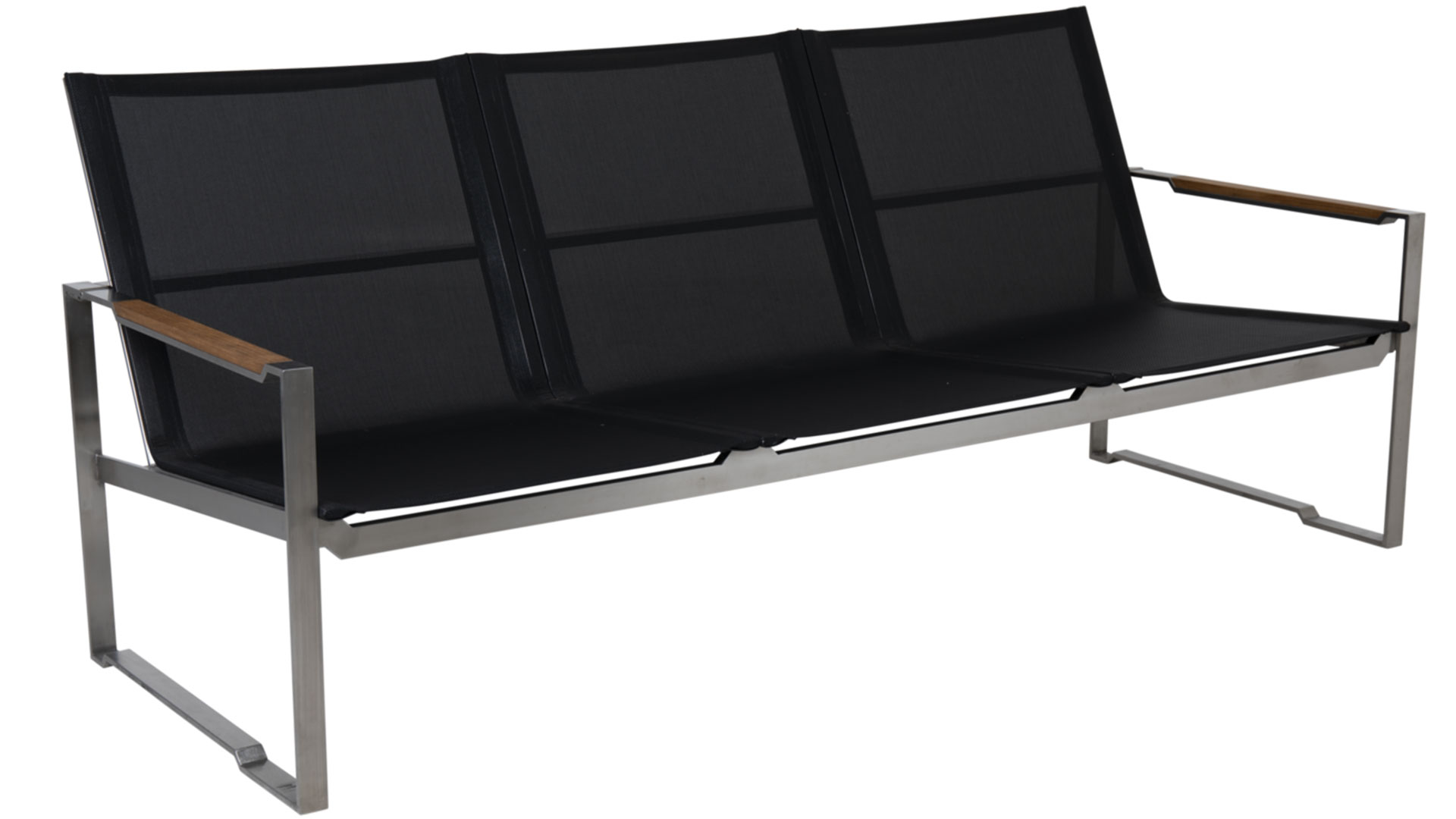 Gotland soffa 3-sits grå/svart/teak