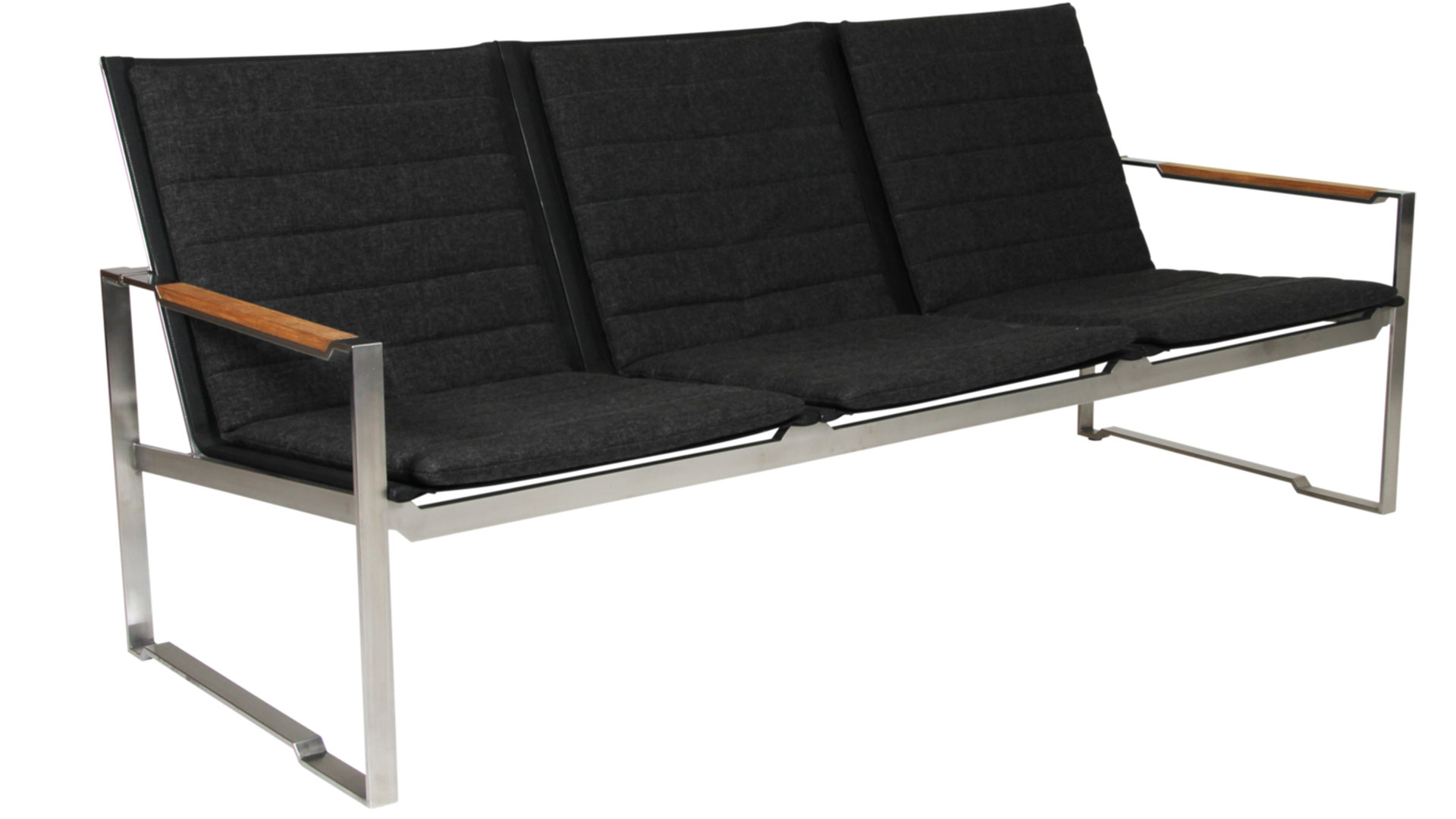 Gotland soffa 3-sits grå/svart/teak