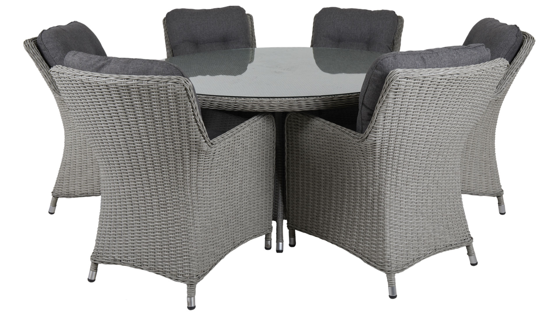 Hornbrook runt  matbord grå/glas 150cm