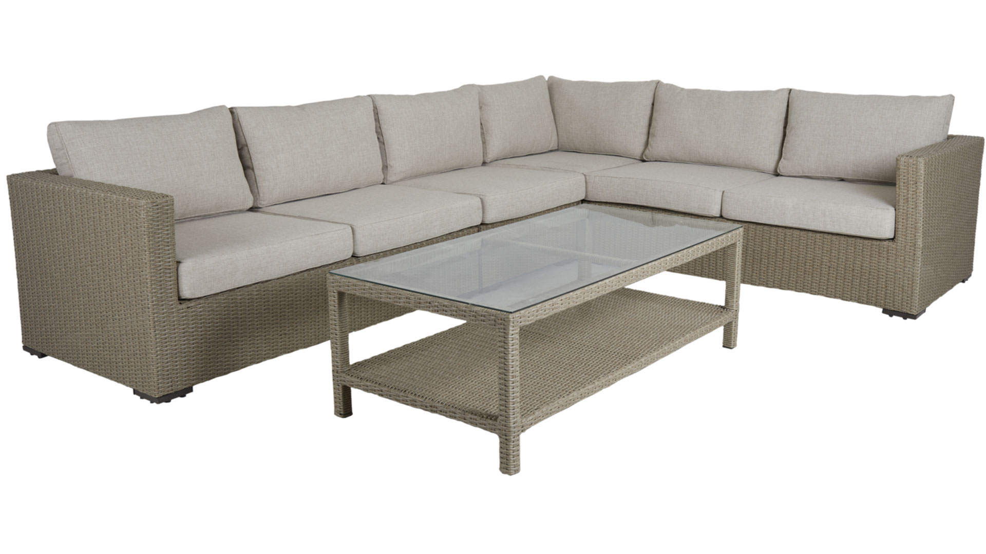 Funkia soffbord beige/glas 140cm