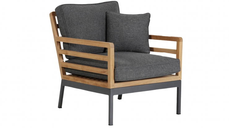 Zalongo fåtölj teak/grå