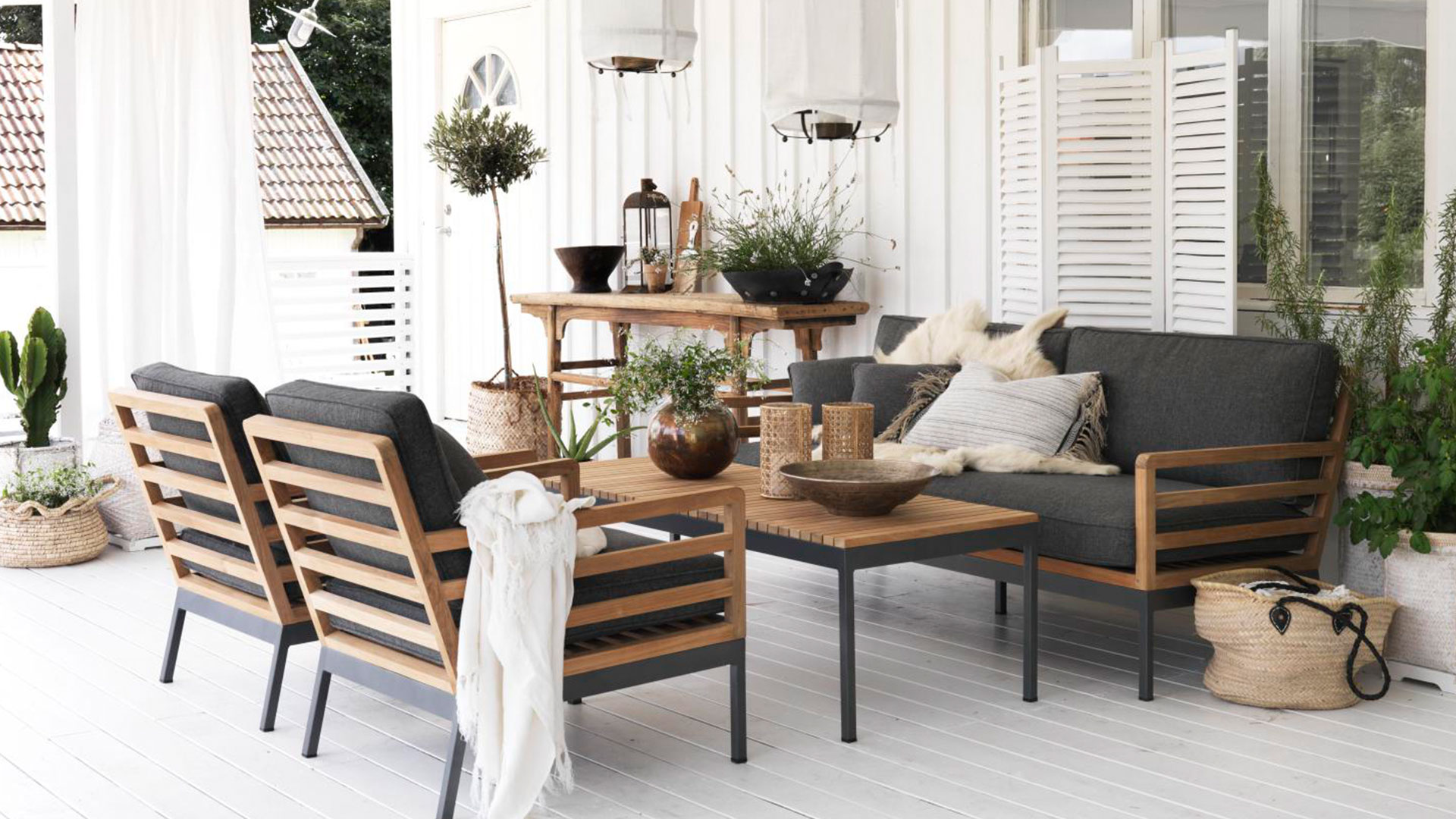 Zalongo soffbord teak/antracit 150cm