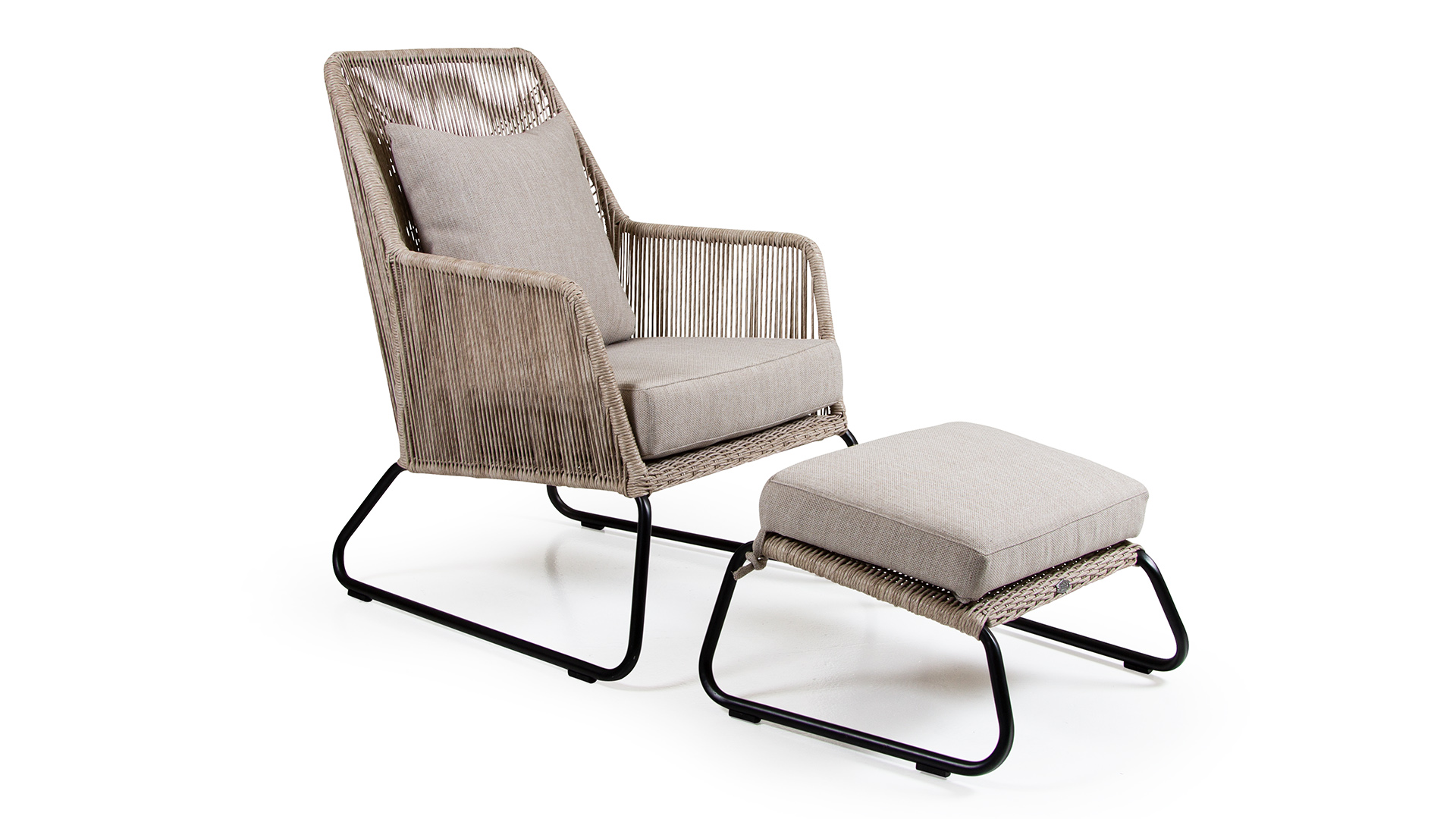 Midway fotpall med dyna beige