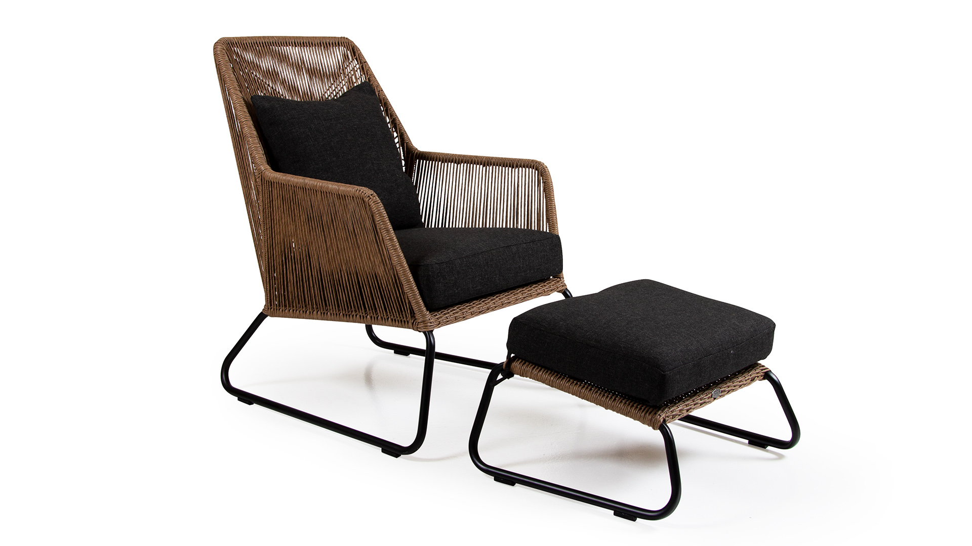 Midway fotpall med dyna ljusbrun