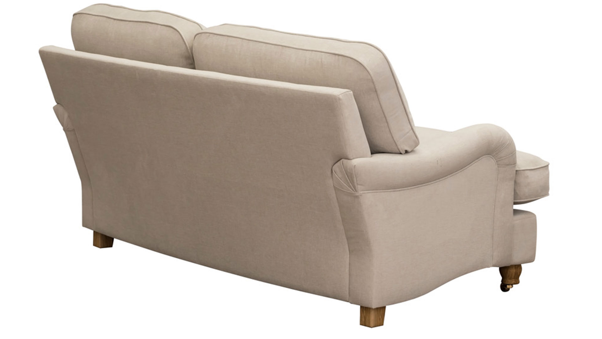 Oxford soffa svängd 2-sits 2/2 Olivia beige/oljad ek/brass