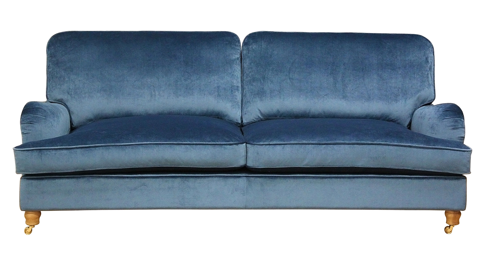 Oxford soffa rak 3-sits 2/2 Meda bluesteel/oljad ek/brass