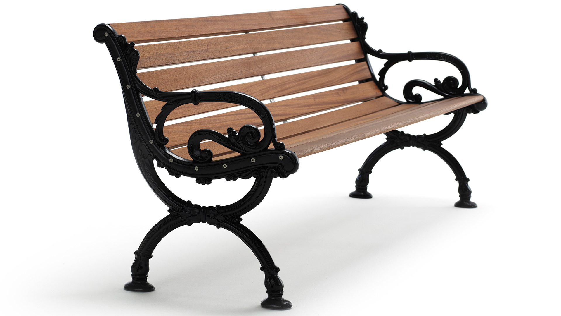 Byarum soffa 4-sits svart/oljad mahogny