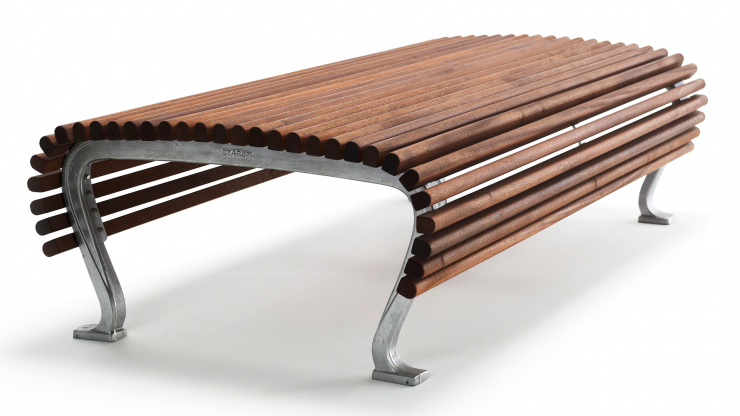 Jujol bänk bred natur/oljad mahogny