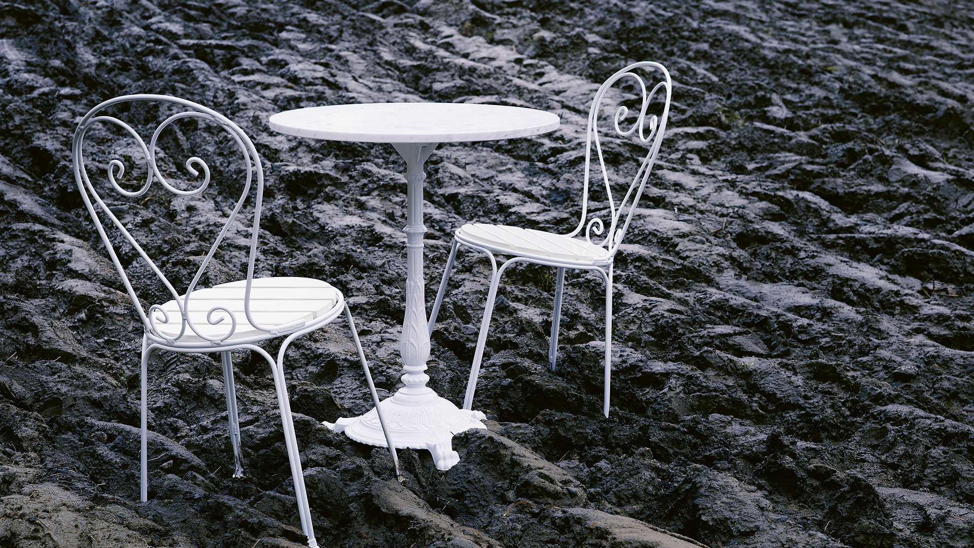 Classic cafébord vit/vit marmor 65cm
