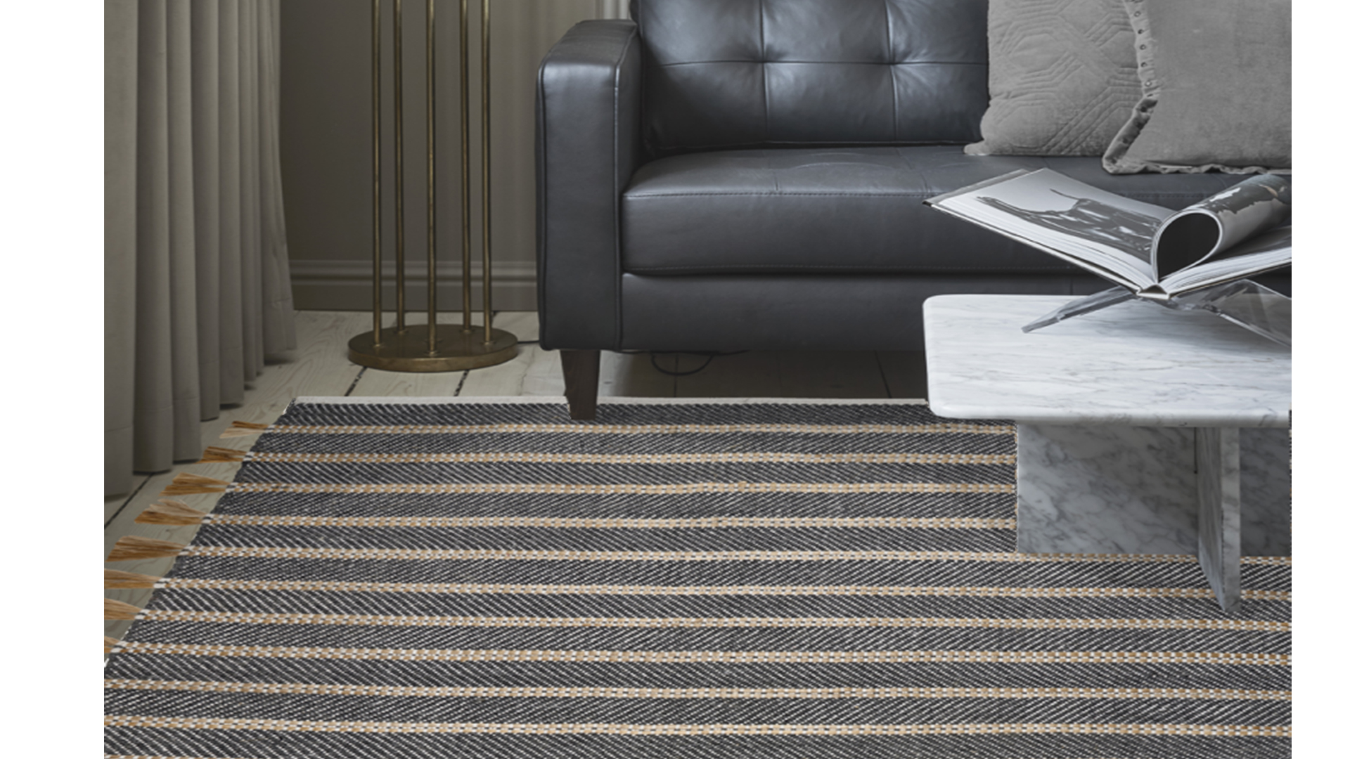 Cochin matta svart/jute 200x300cm