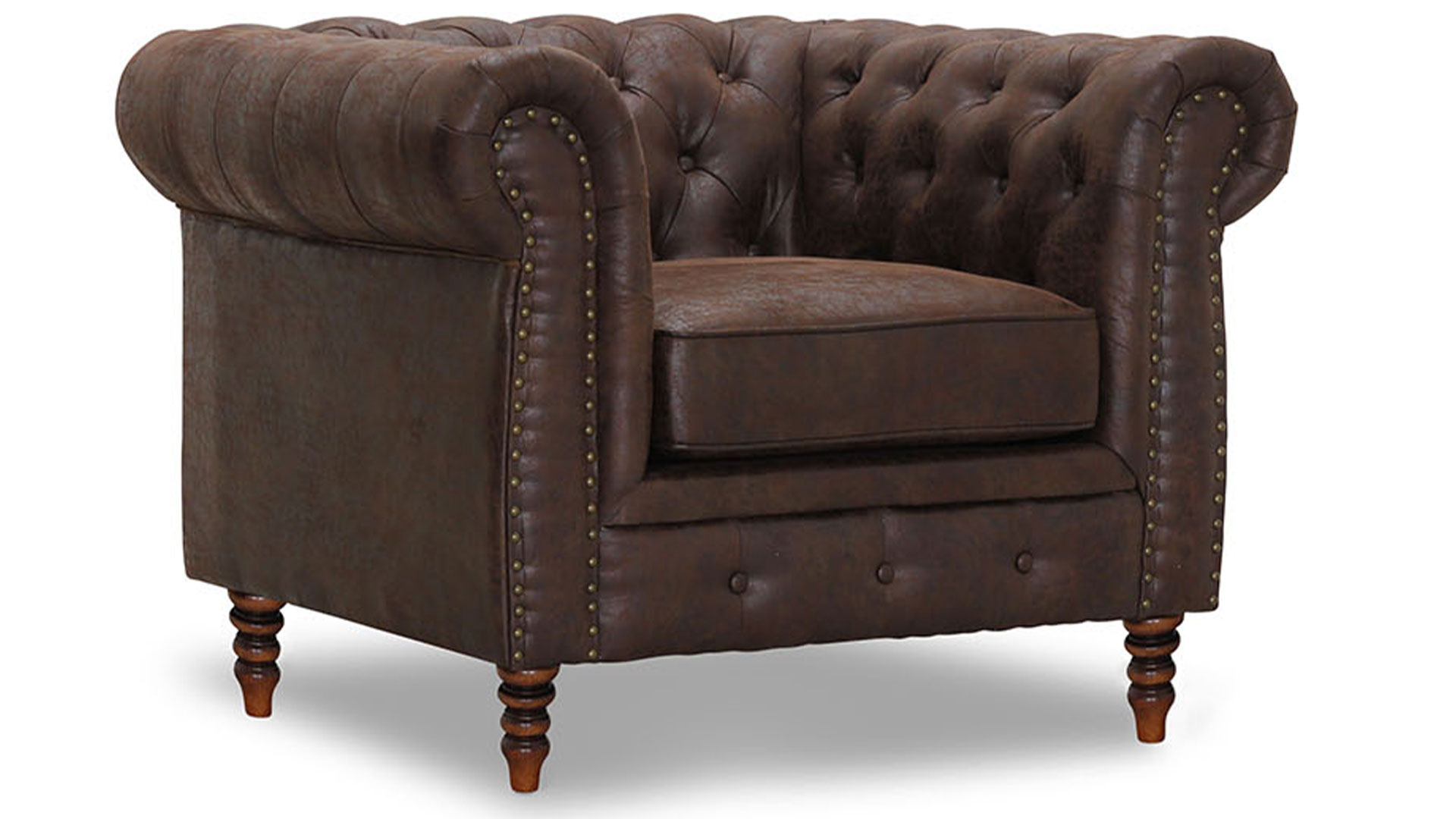 Chesterfield Cambridge fåtölj tyg Vintage brun
