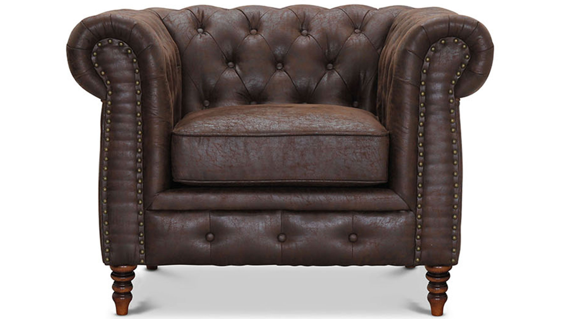 Chesterfield Cambridge fåtölj tyg Vintage brun