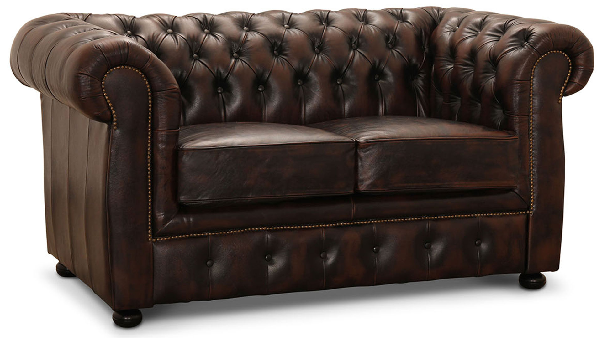 Chesterfield Liverpool soffa 2-sits läder brun