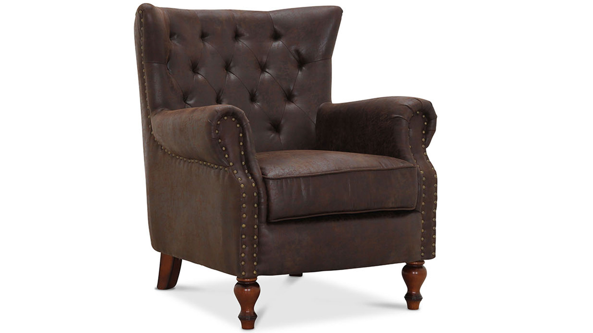 Chesterfield London fåtölj tyg Vintage brun