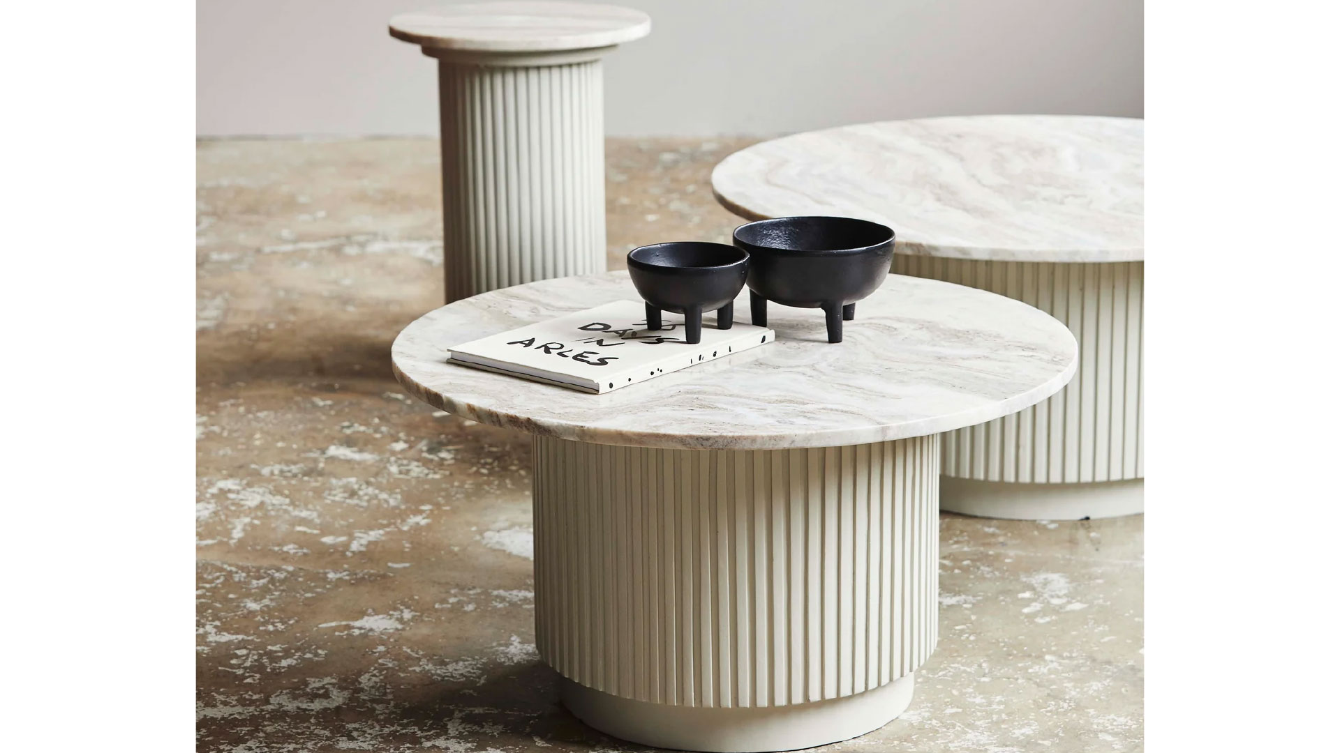 Erie soffbord ivory/marmor 90cm