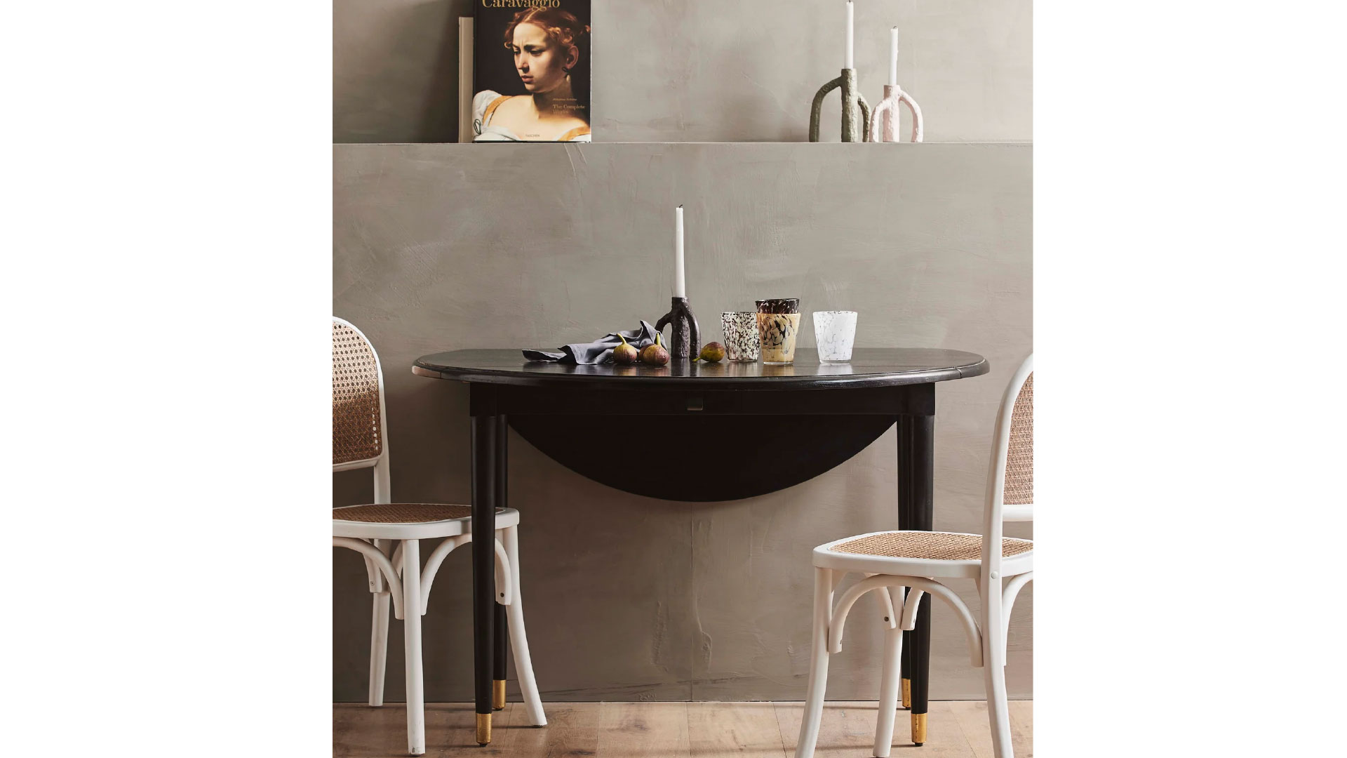 Ahr runt matbord fällbart svart/guld