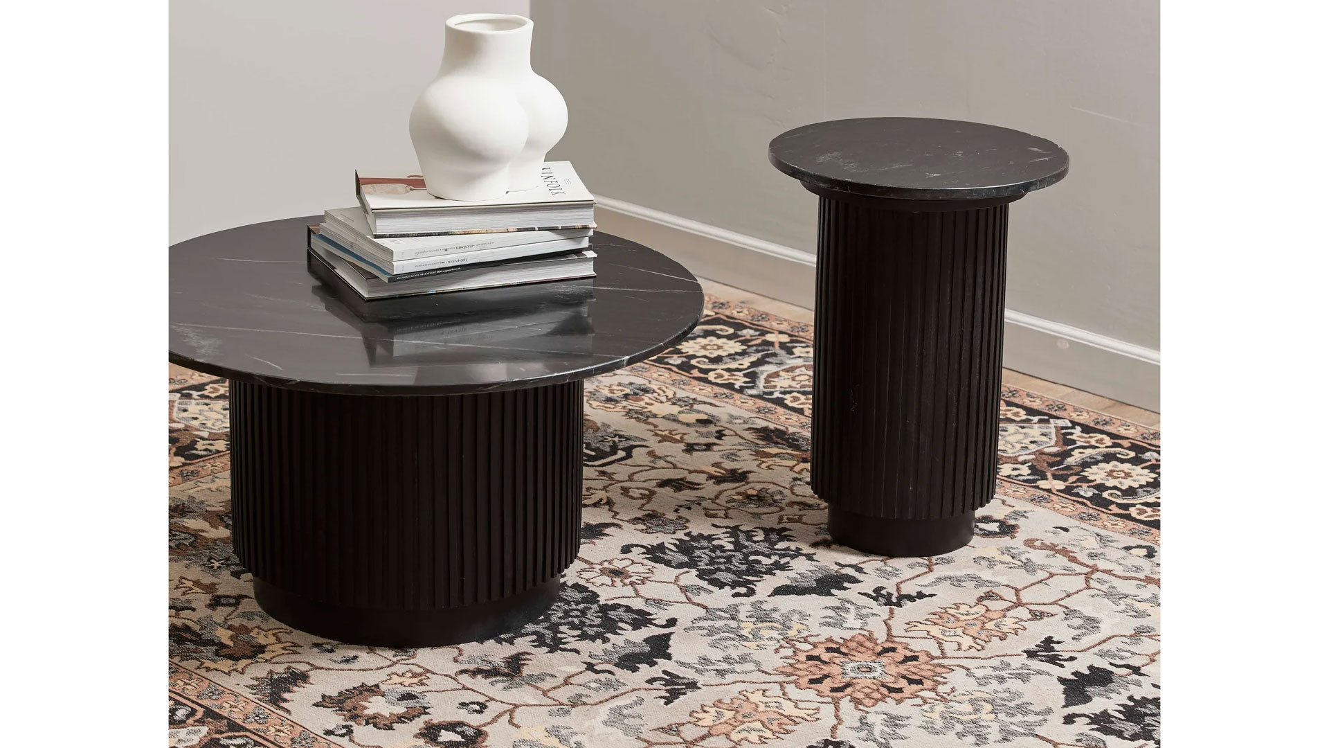 Erie soffbord svart/marmor 75cm