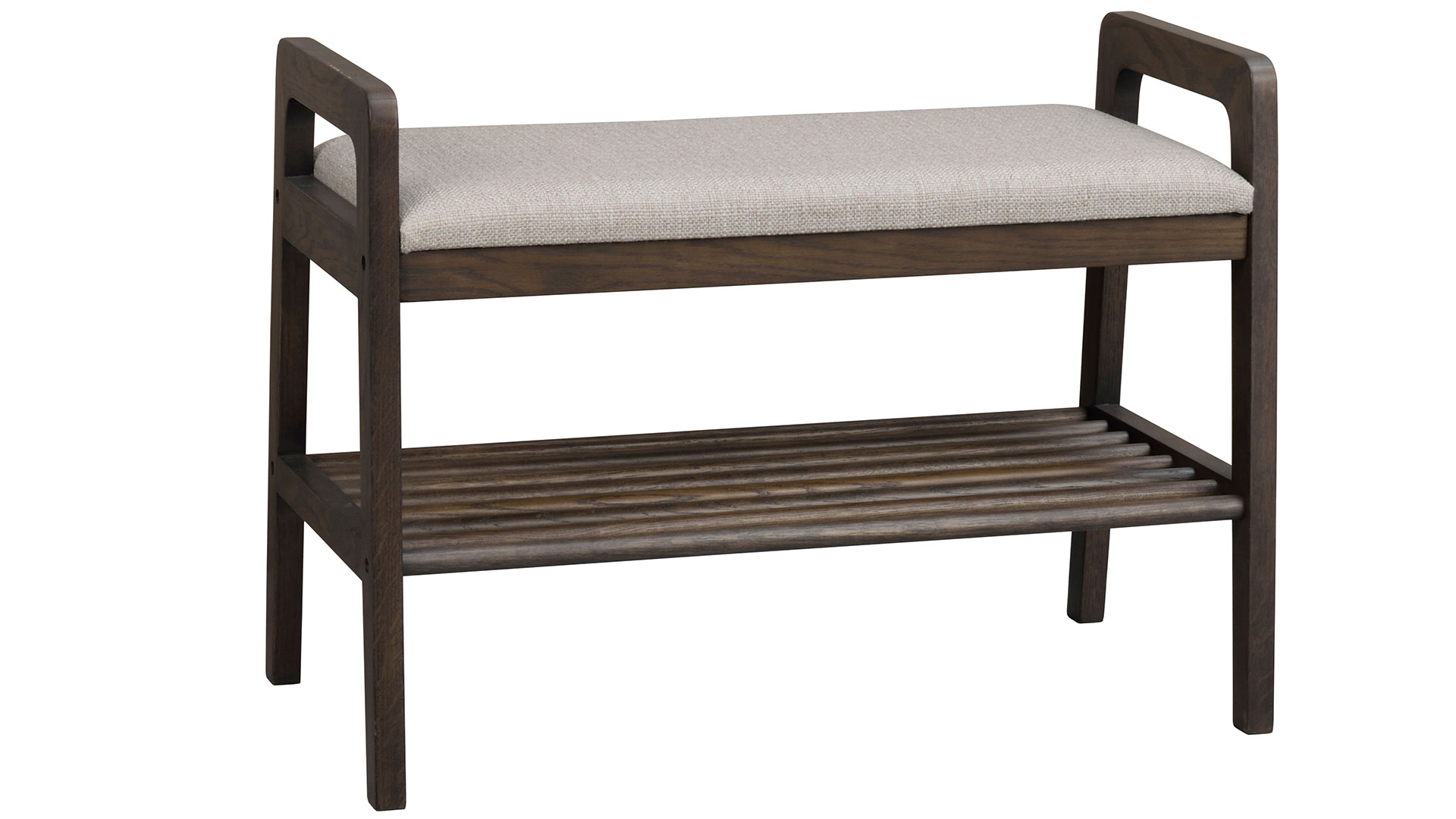 Inverness bänk/skohylla brunlackad ek/beige