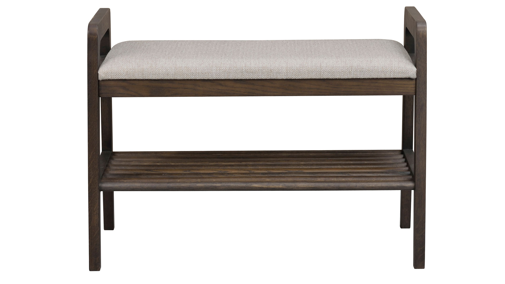 Inverness bänk/skohylla brunlackad ek/beige