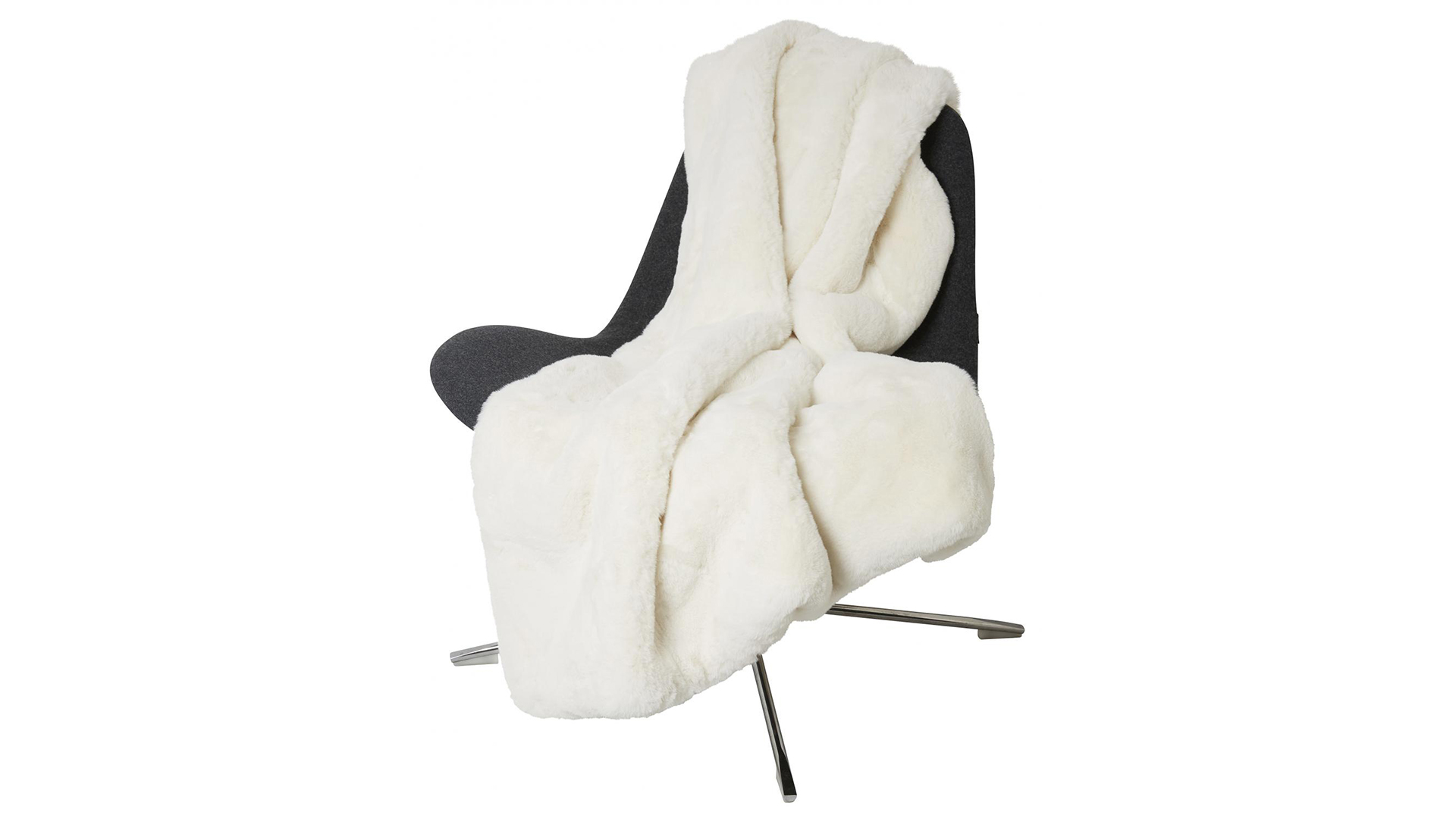 Fluffy pläd fuskpäls ivory
