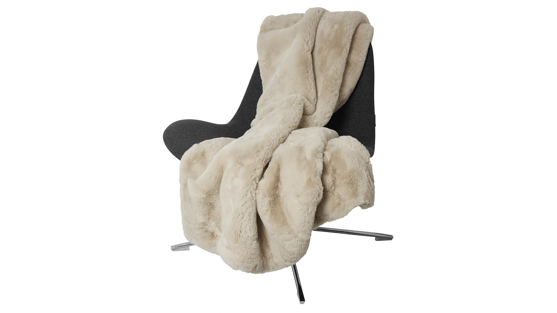 Fluffy pläd fuskpäls beige