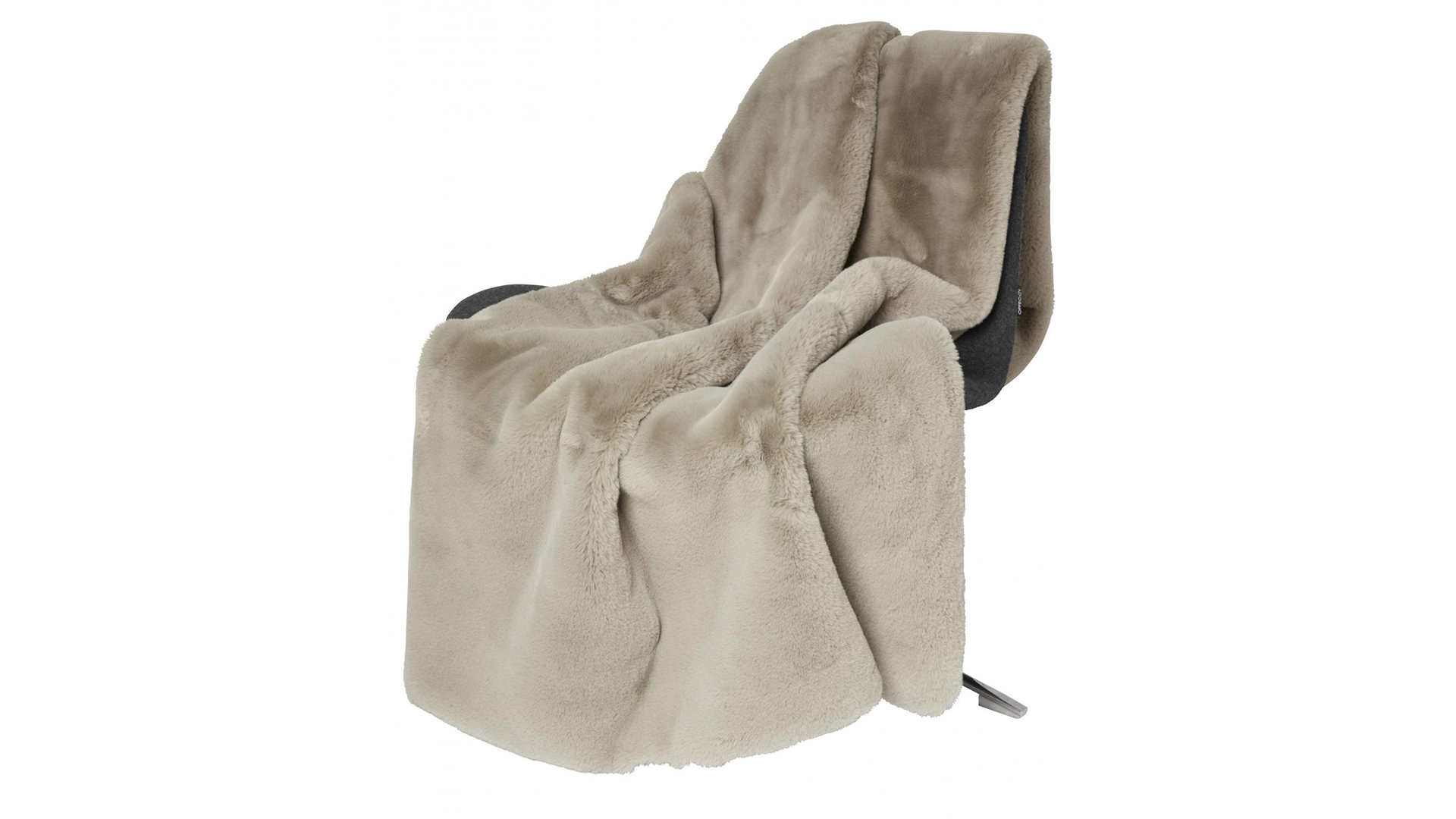 Fluffy pläd fuskpäls taupe